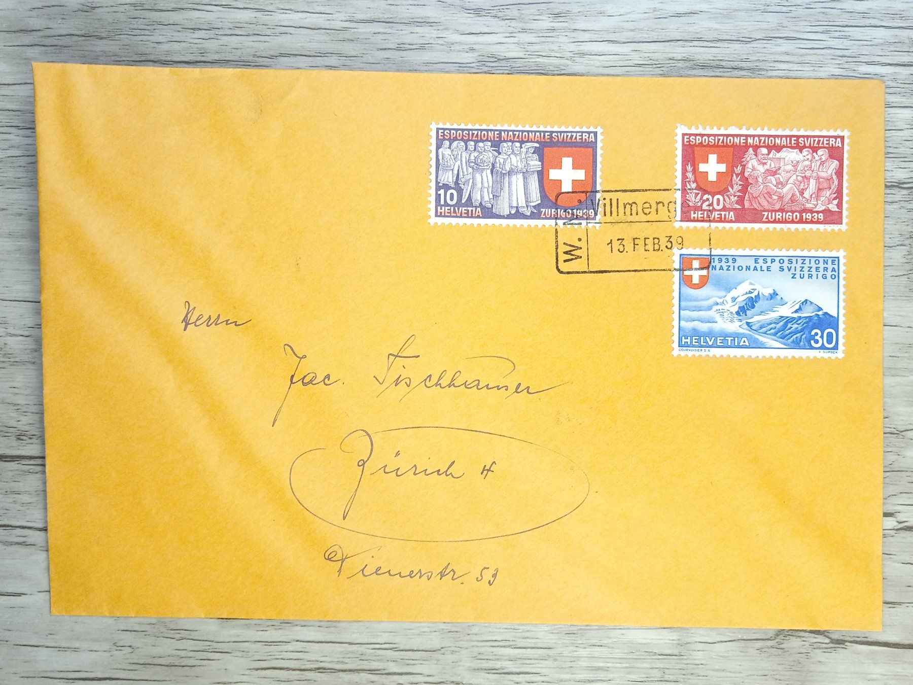 Tutti i francobolli: TR80 Enveloppe + Timbre Suisse 1939 – Usato da Cousset venduto da Patrick_Collections