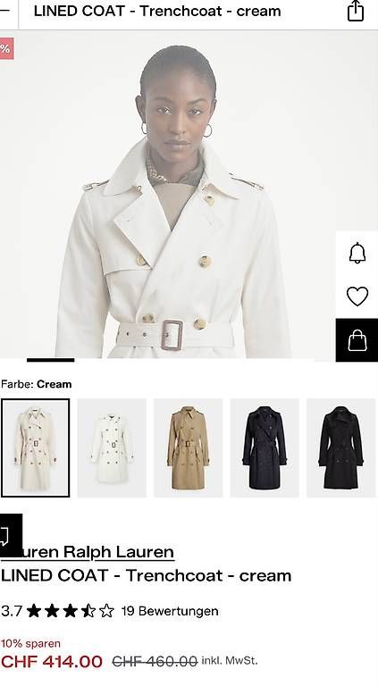 Ralph Lauren Cappotti: Trenchcoat - Weiss – Usato da Kollbrunn venduto da datu80