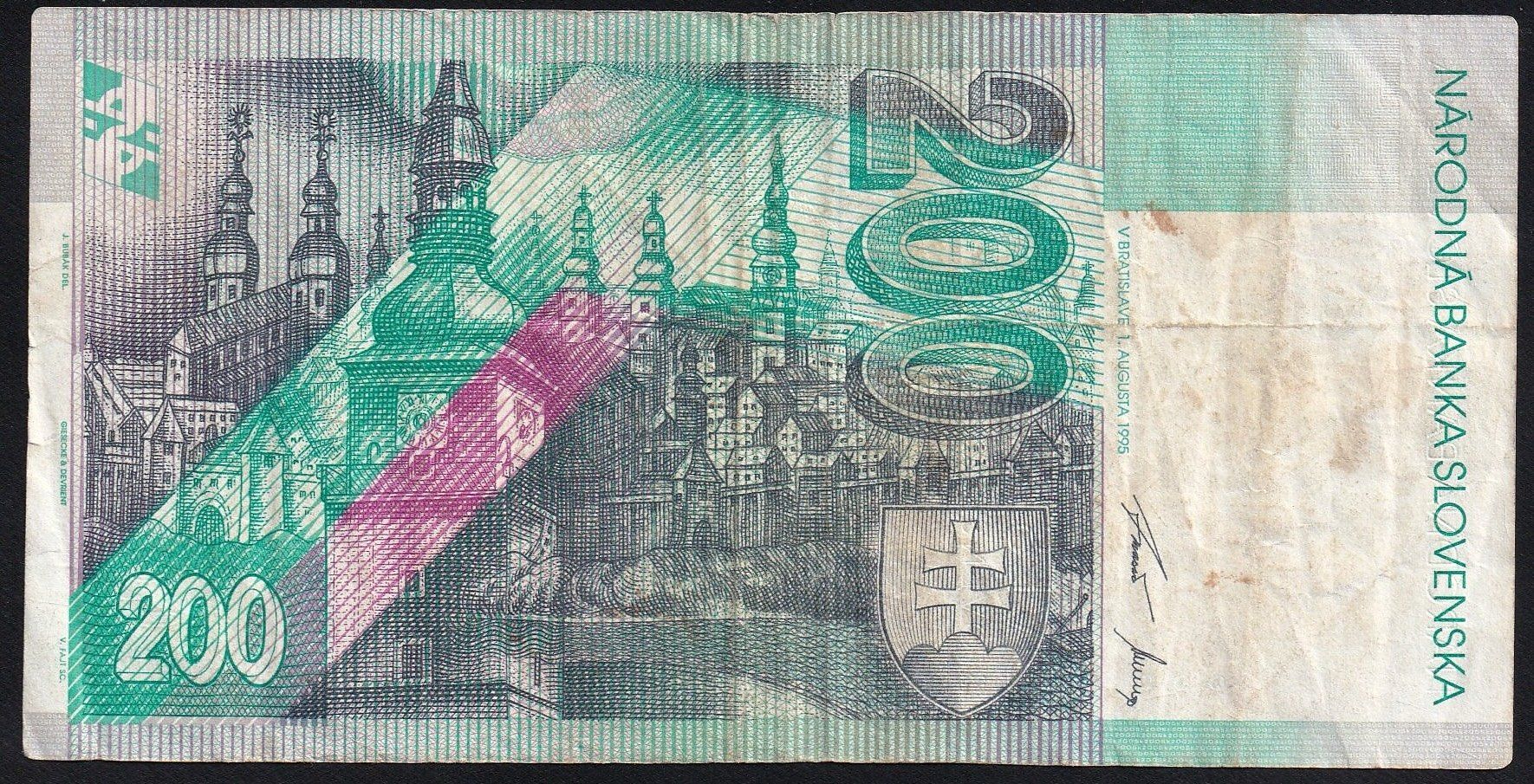 Banknoten: Slowakei 200 Korun 1995 – Gebraucht aus Brugg AG von banknoten_muesli 1