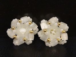Vintage Ohrclips Clips Ohrschmuck Weiss Gold 70er 80er Jahre