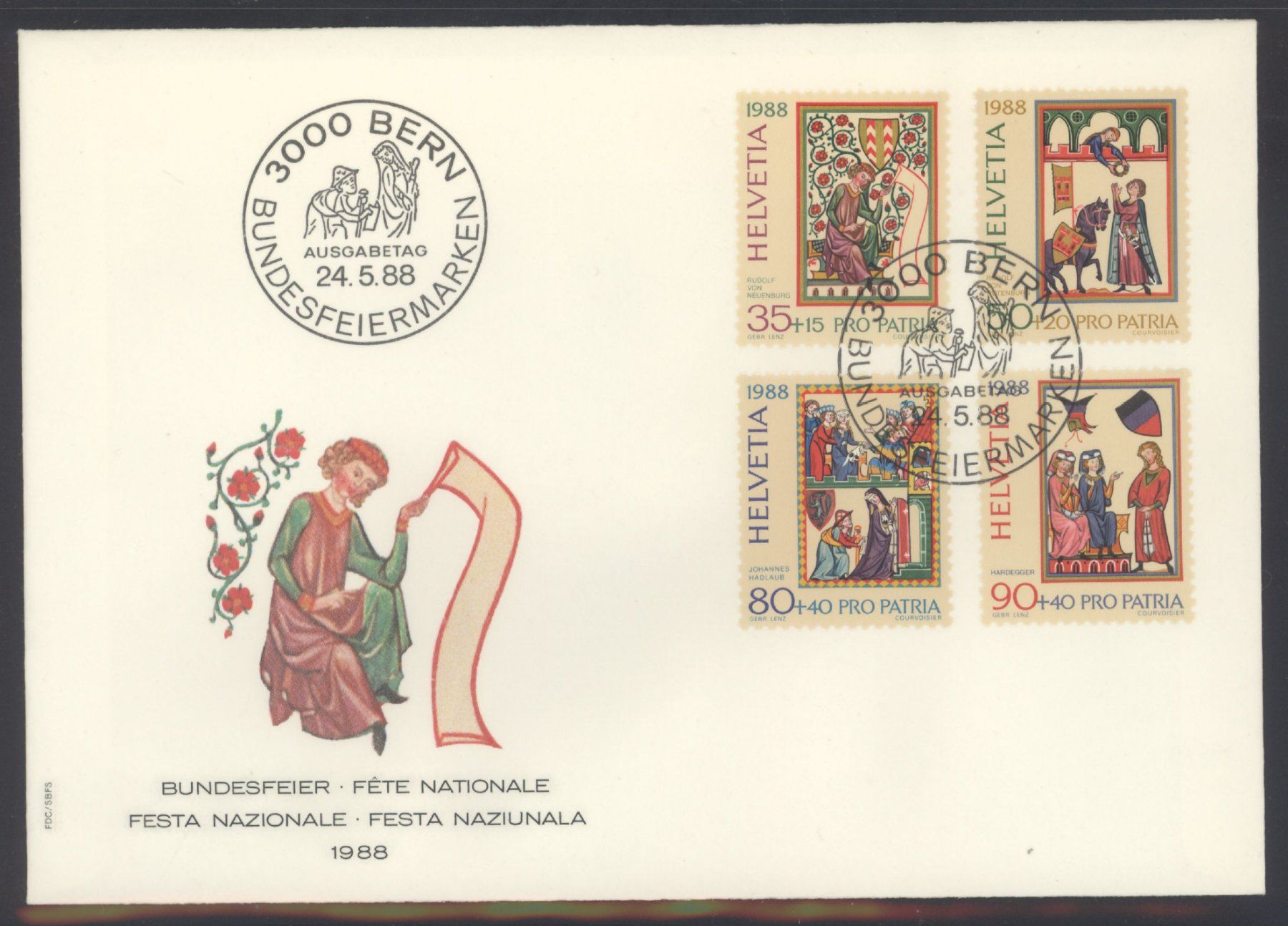 Tutti i francobolli: 1988, Pro Patria, FDC – Usato da Willisau venduto da Vollstempel