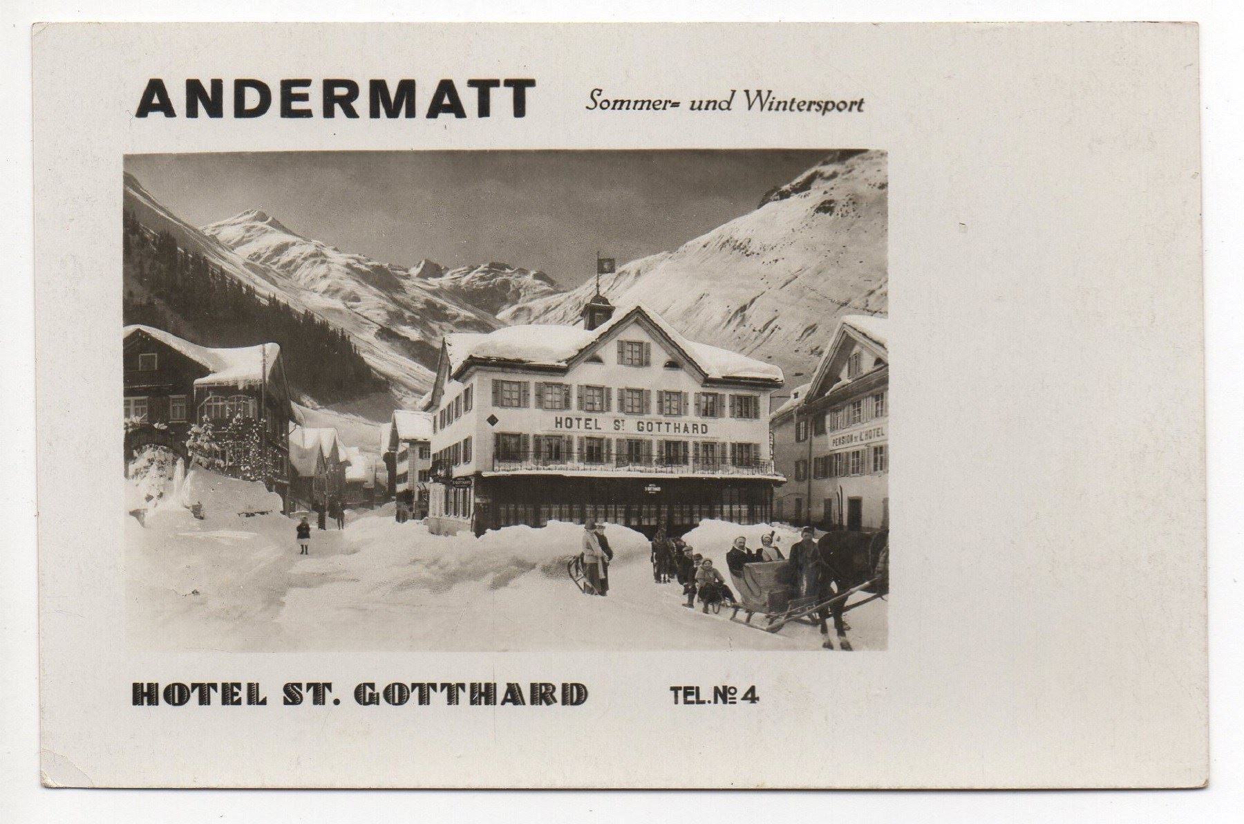 Cartes postales: ANDERMATT Hotel, Pferde-Schlitten – Neuf (Voir description) à Jona par philajona