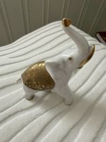 Weisser Vintage Elefant mit Golddekor - Glücksbringer!