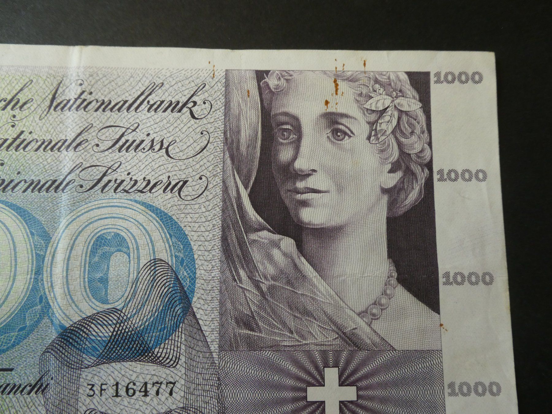 Banknoten: Schweiz 1963, 1000 Franken – Gebraucht aus Hinterforst von rohusri 1