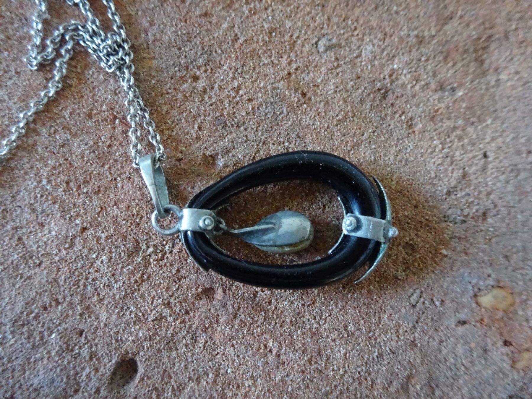 Catenine: Kette Perle Onyx Jugendstil / 835 Silber – Usato da Esslingen venduto da FetteSchnecke 8