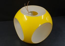 Vintage Lampe gelb/weiss – Space Age Design, Retro