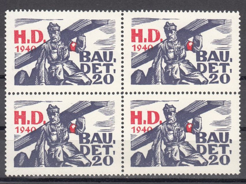 Alle Briefmarken: HD-Baudienst Wi 40 im 4er-Block postfrisch – Gebraucht aus Bürglen TG von StampGraf