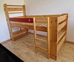 Hochbett Kiefer Massiv mit Leiter 96 x 200 cm