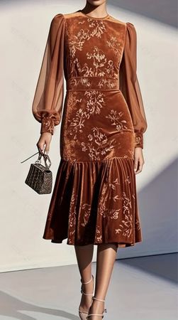 Chic Abito velluto con maniche trasparente-tg M/L-nuovo