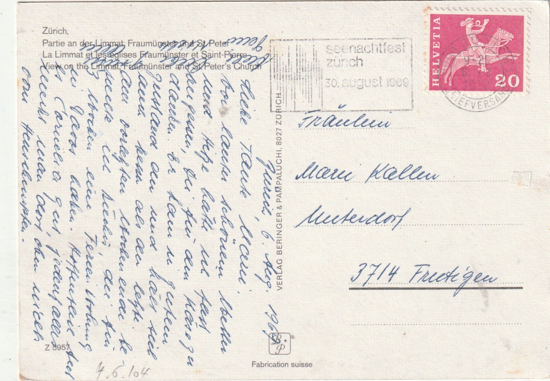 Cartoline postali: Zürich – Usato da Lumbrein venduto da made02 1