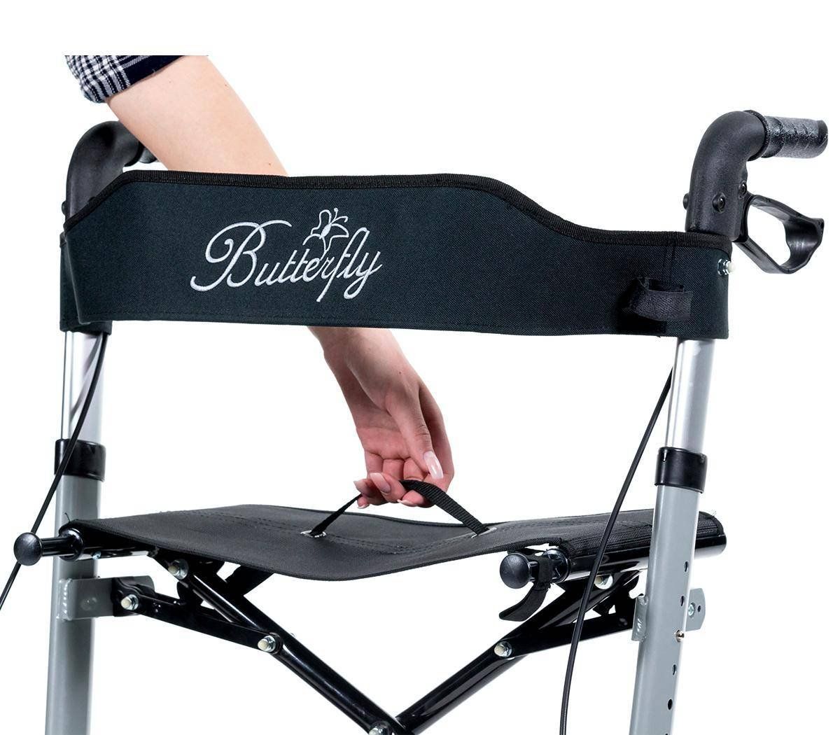 Ausili per la deambulazione: Leichtgewichtrollator Butterfly Anthrazit Softbereifung – Nuovo e nell'imballaggio originale da Bettlach venduto da Proteno 3