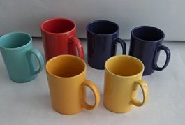 6er Set farbige Kaffee Tassen Rössler und andere Marke