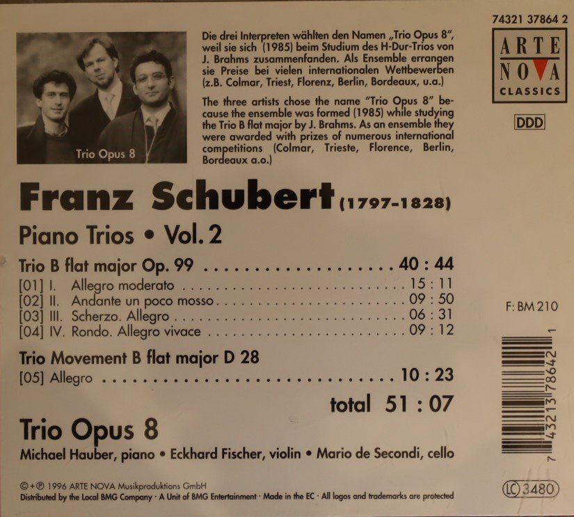CDs: Franz Schubert -Pianos Trios Vol. 2 – D'occasion à Luzern par CONTENTI 2