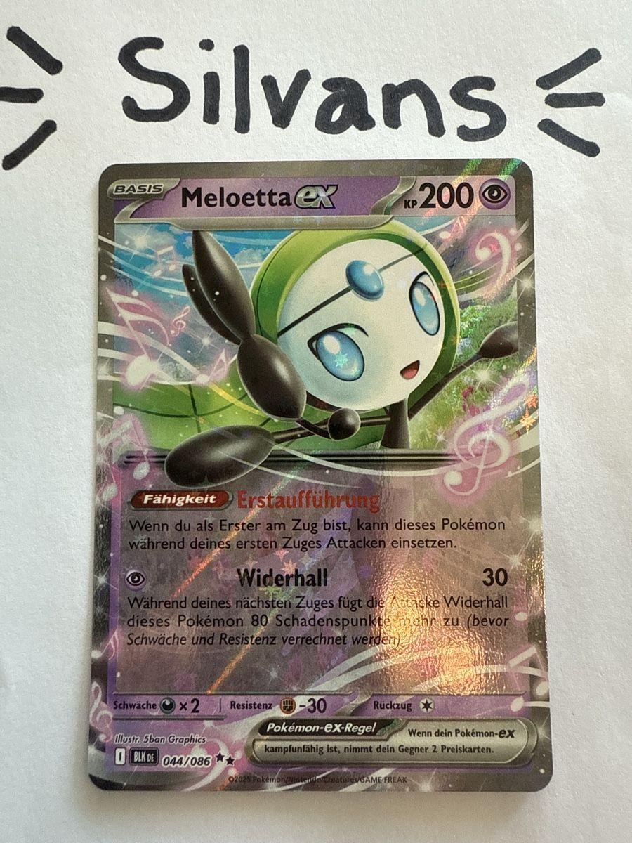 Pokémon Carte collezionabili: Meloetta ex 044/086 Schwarze Blitze Deutsch – Nuovo (secondo la descrizione) da Wil SG venduto da Silvans