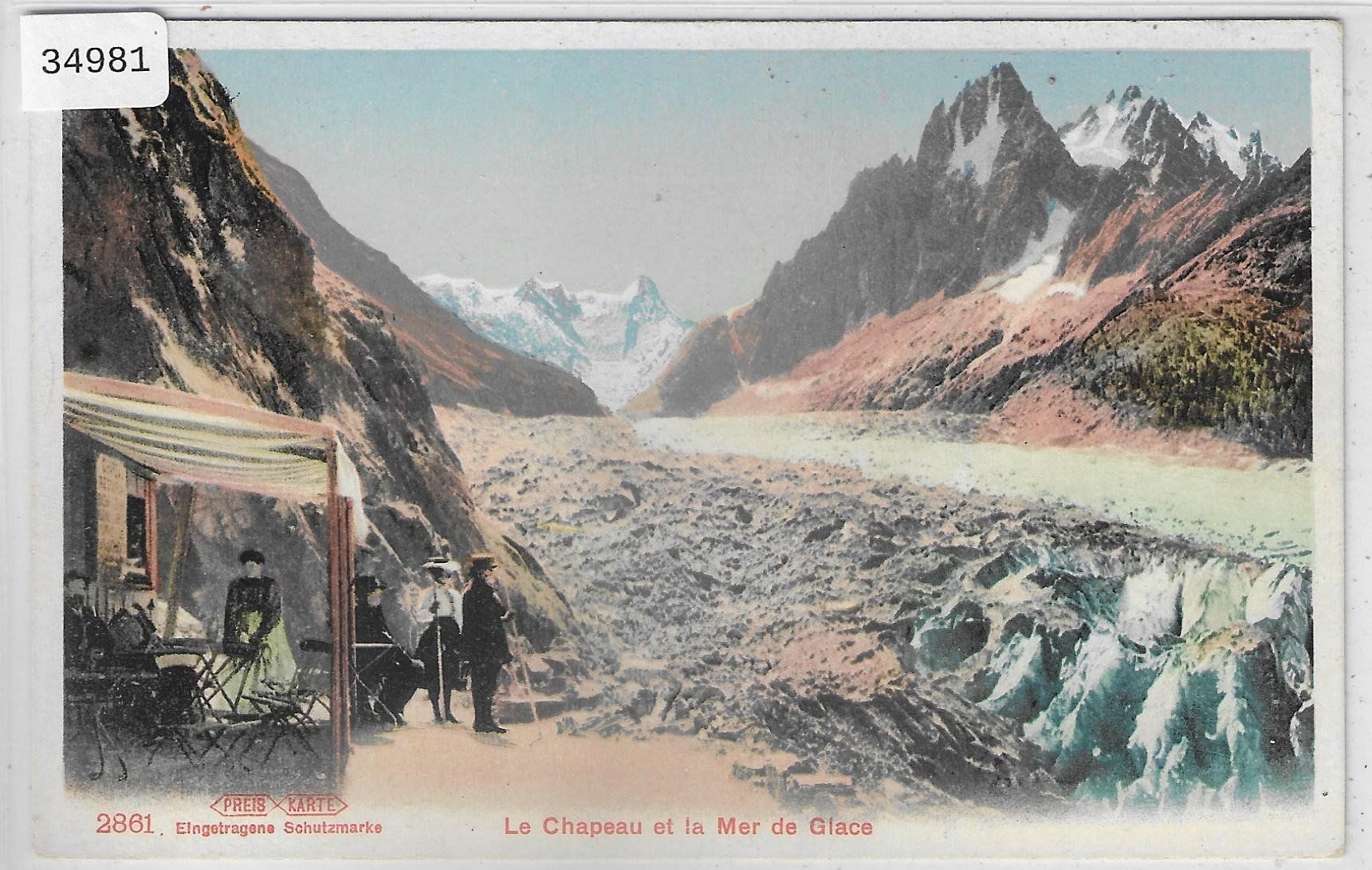 Cartoline postali: La Chapeau et la Mer de Glace - Litho – Usato da Ettingen venduto da Kartenplanet