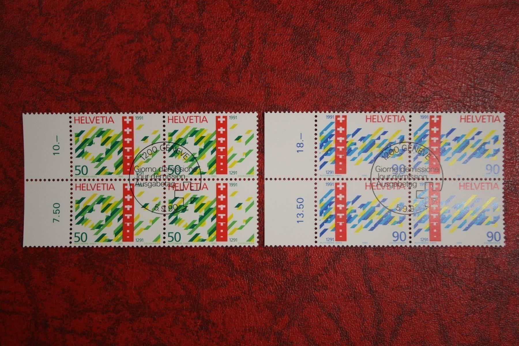 Alle Briefmarken: 1990: 799+800 4er-Block ET. – Gebraucht aus Deitingen von Lglobi
