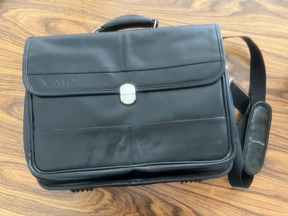 Sacoche Vintage Vaio - Multi-Rangements Pour Ordinateur Et Accessoires - Noir