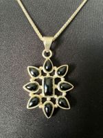 Collier argent 925 et onyx, style ethnique -17.51 gr