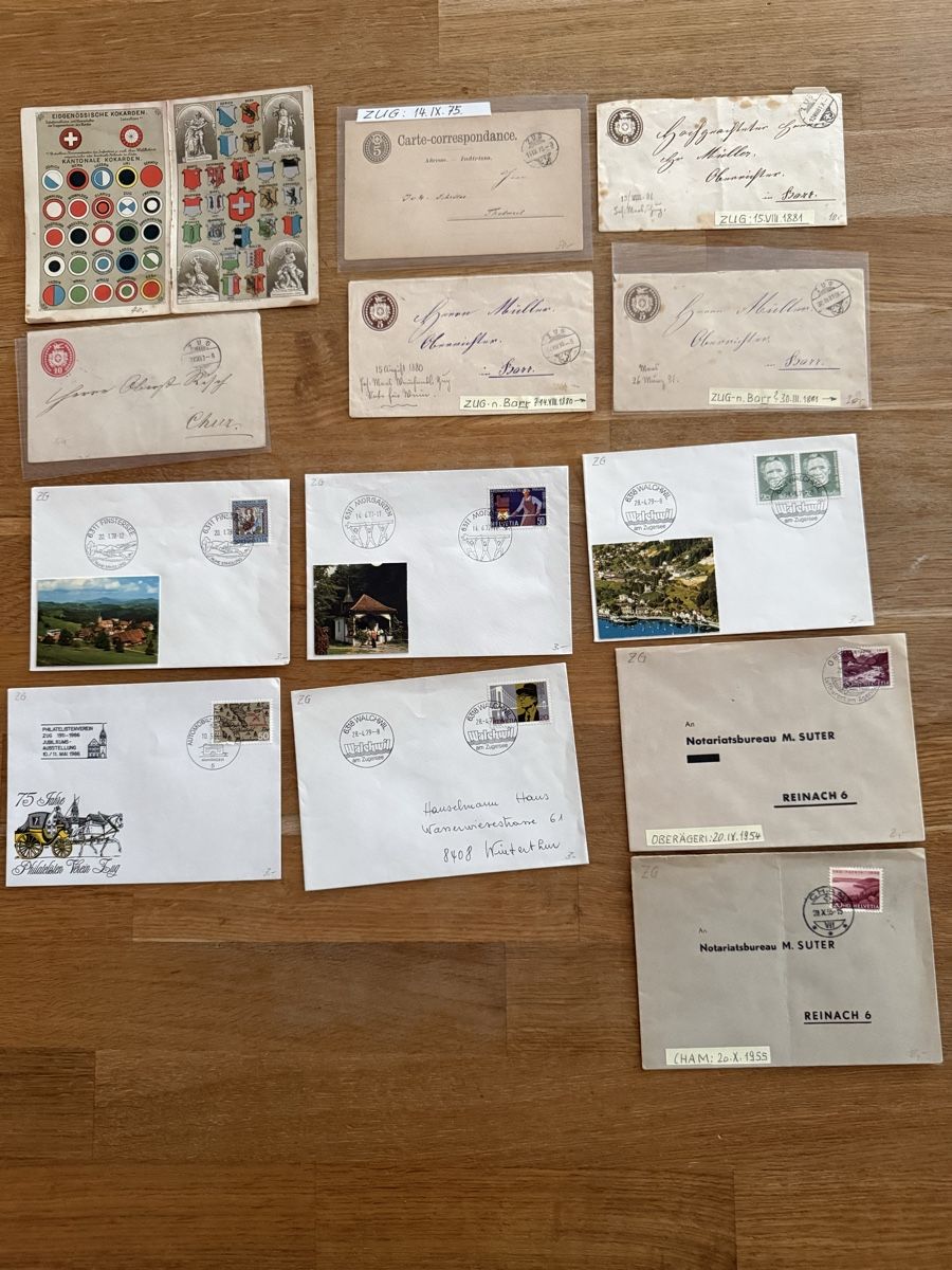Ansichtskarten: Briefumschläge Sammlung Ansichtskarte Kanton Zug – Gebraucht aus Goldach von Messerguru