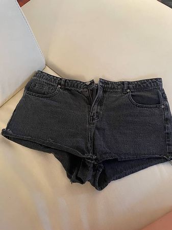 Schwarze Jeansshorts kurz, Grösse L