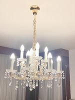 Deckenlampe grosKronleuchter mit Kristallen goldfarben 8 Arm