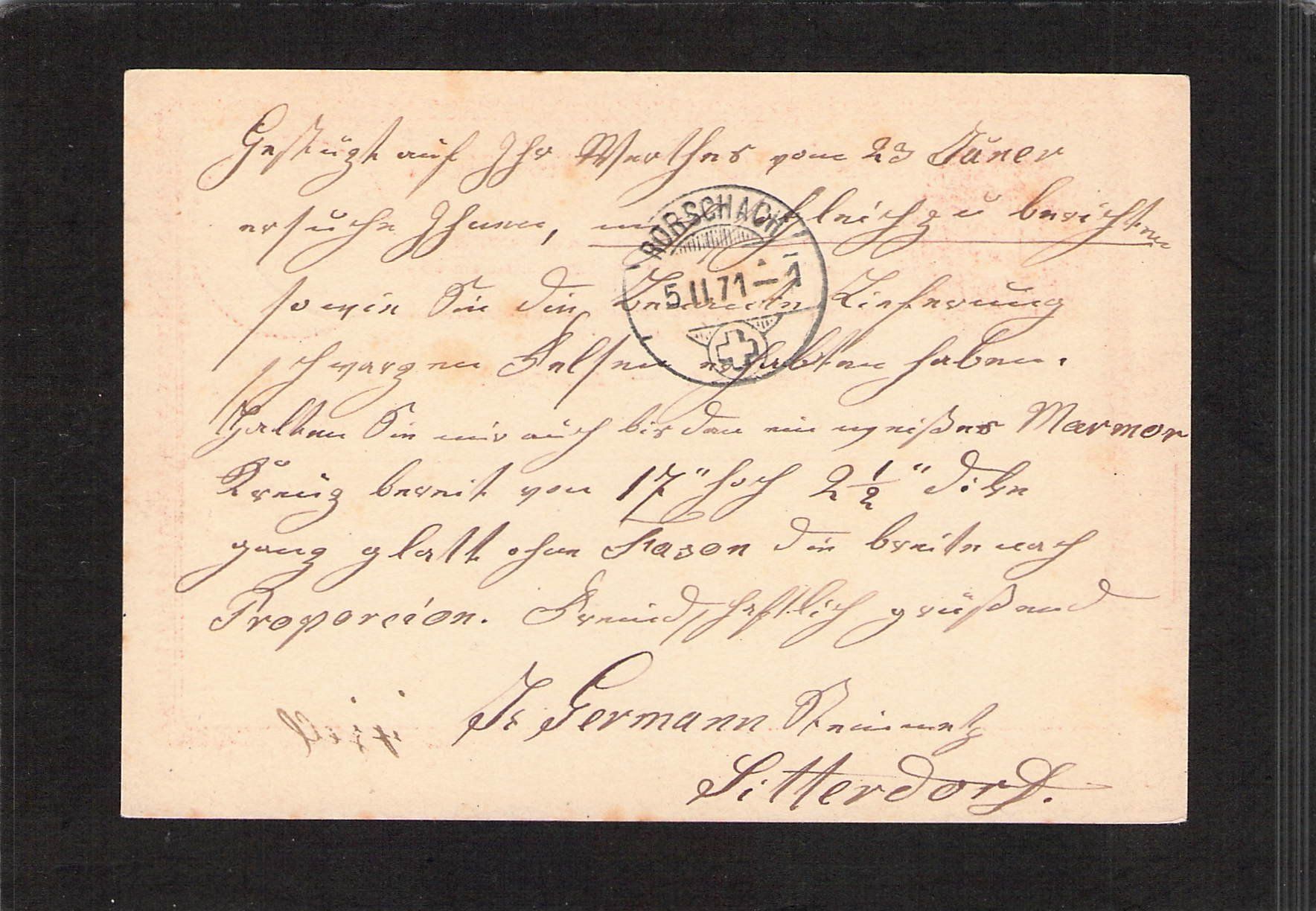 Tutti i francobolli: Abart:Carte-Correspondance Bischofszell-Rorschach 5.2.1871 – Usato da Reichenburg venduto da Pipo-67 1