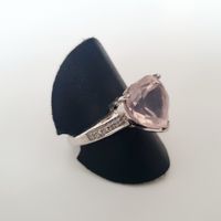 Silber Ring 925 Herzform Rosenquarz Gr. 21 mm