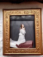 Antikes 3-D Bild, betende Frau in Weiss, Klosterfundus