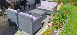 Rattanlounge Set Polyrattan 4-tlg. inkl. Auflagen