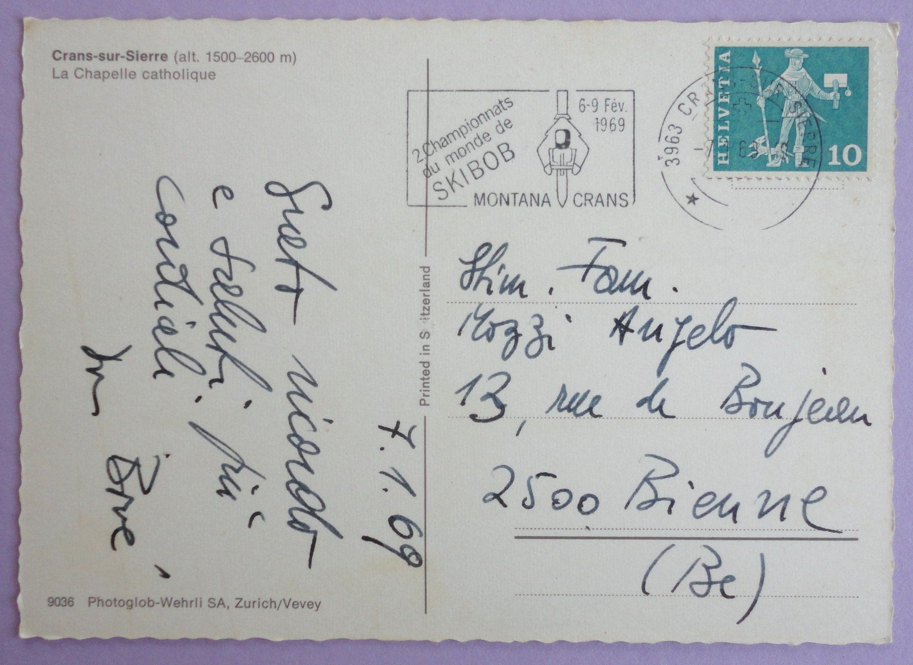 Cartoline postali: Crans s/Sierre - La Chapelle catholique – Usato da Fétigny venduto da Billy2miny 1