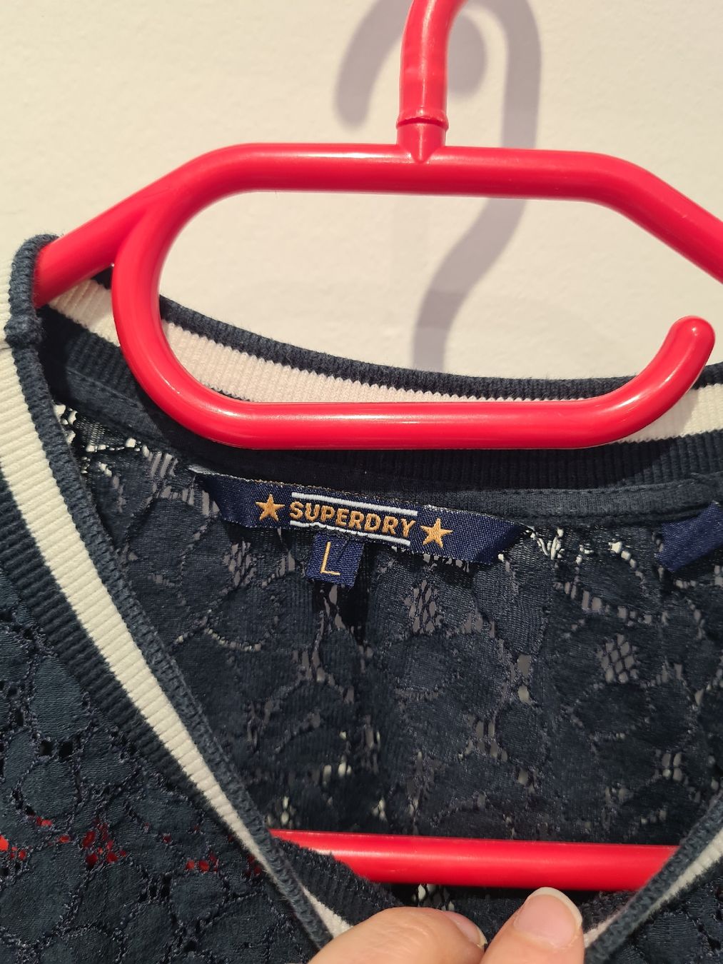 Superdry Maglioni & Felpe: Superdry Spitzen-Pullover, dunkelblau, Grösse L – Usato da Adligenswil venduto da FriedasWelt 1
