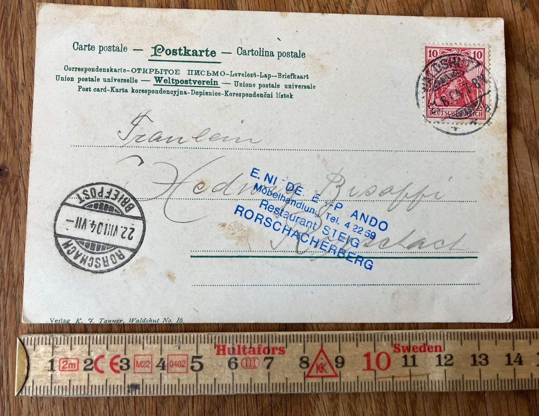 Ansichtskarten: Ansichtskarte Waldshut mit Stempel Rorschach Posthorn 10 R. – Gebraucht aus Waldstatt von breitaxt 1