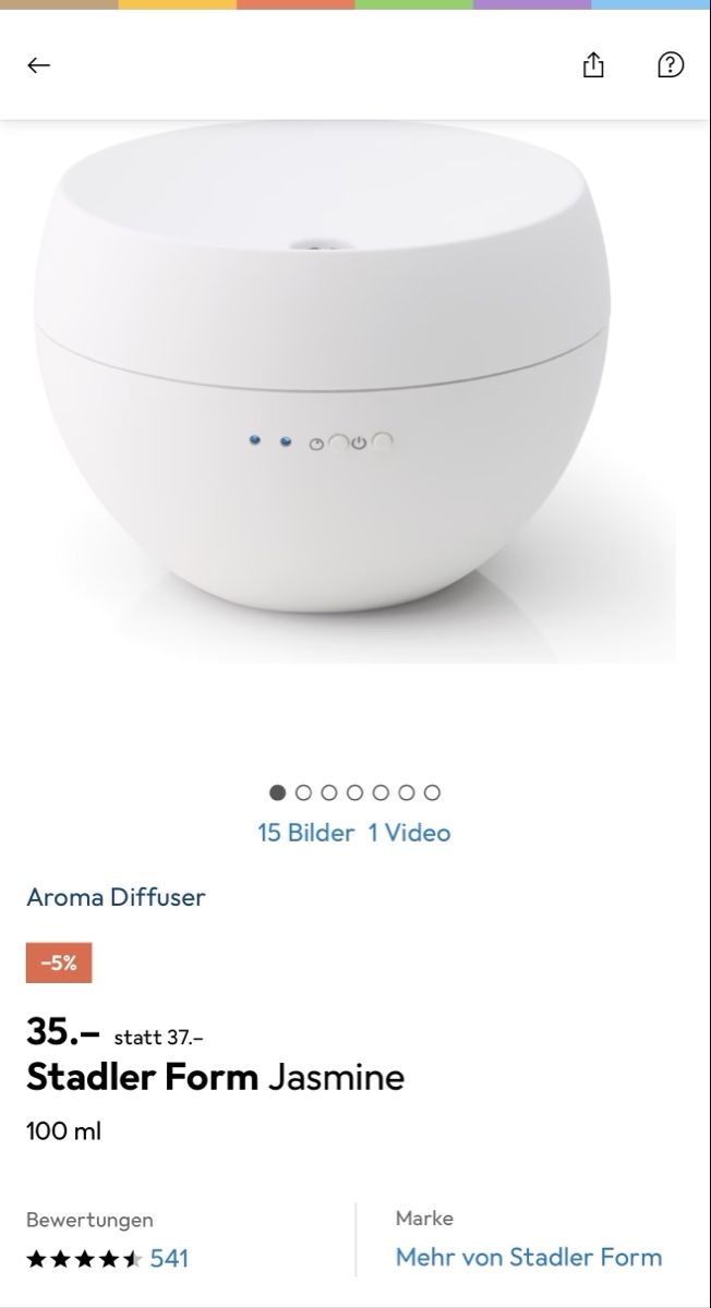 Stadler Form Diffusori di oli essenziali: Stadler Form Jasmine Aroma Diffuser – Usato da Wallisellen venduto da FabianB 5