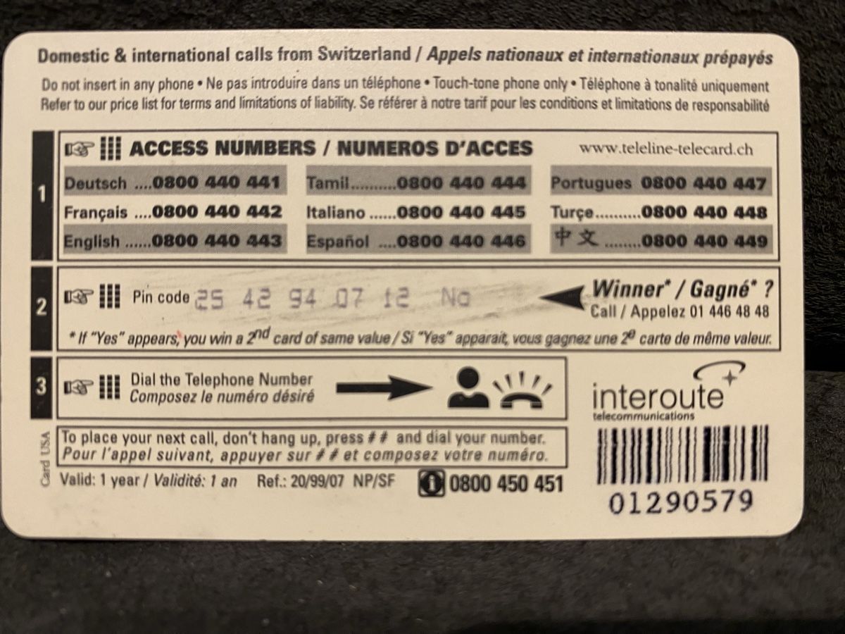 Cartes de téléphone: Teleline – D'occasion à Lausanne par babacard10 1