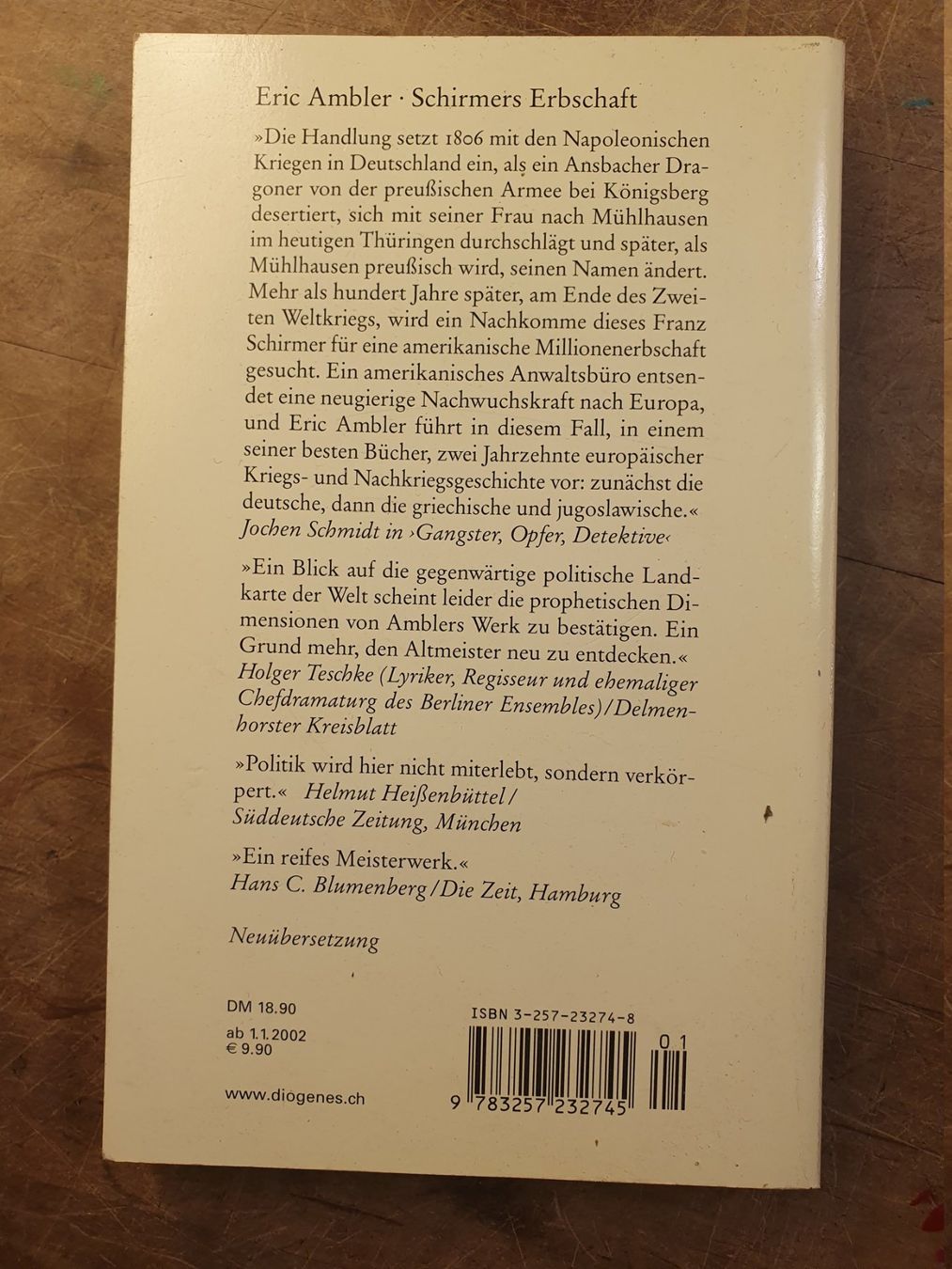 Libri: Schirmers Erbschaft - Eric Ambler – Usato da Zürich venduto da loosebone 1