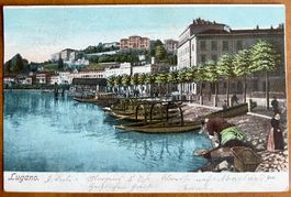 LUGANO - Bateaux & femmes au bord du lac - 1904