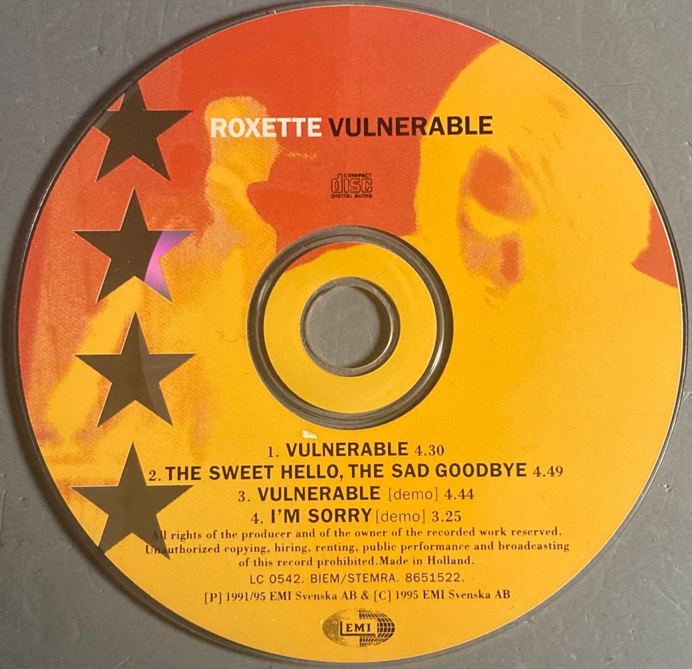 CD: ROXETTE - VULNERABLE – Usato da Poliez-Pittet venduto da Newtown-Records 1