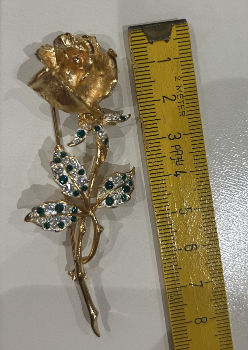 Broschen & Nadeln: Rosenbrosche vergoldet mit Strass-Steinchen – Neu (gemäss Beschreibung) aus Lengnau AG von Mefari 3