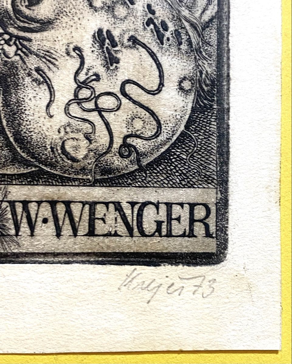 Incisioni: Exlibris W.Wenger, Stich, nummeriert, signiert, 22/35 – Nuovo e nell'imballaggio originale da Zuerich venduto da SonderArt-Wertgut 1