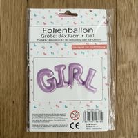 Folienballon "Girl" pink, Deko für Babyparty/Geburt, Neu!