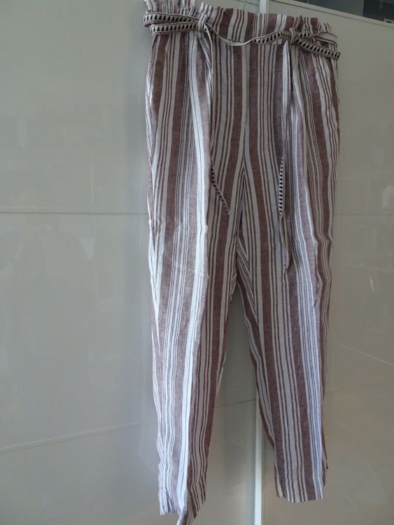 Herren Leinenhose Gestreift - Baumwolle Leinen Hose Straight Fit Für Herbst