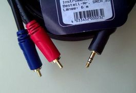cable, Kabel, 2x Cinch / Klinke 3,5 mm stereo 6m