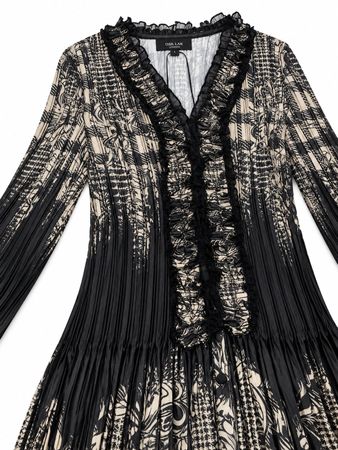 Festliche KRISS Plisseebluse – Schwarz/Gold – Gr. 36 – Neu