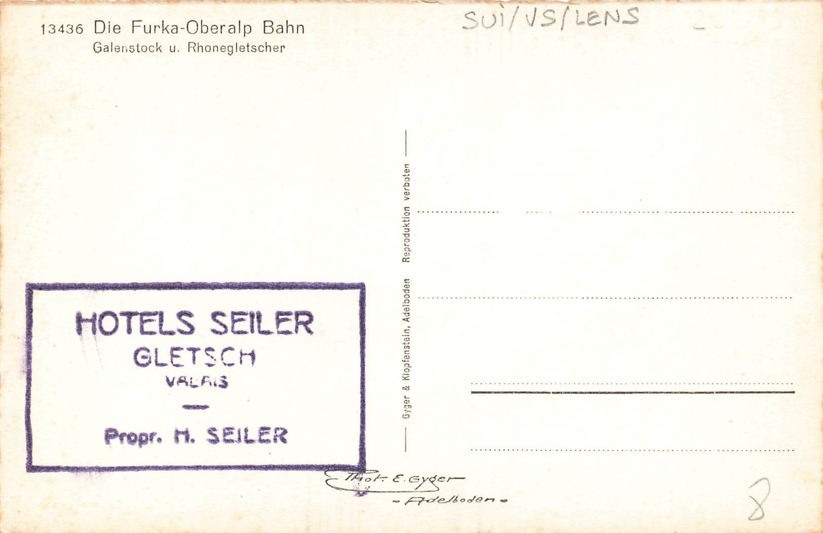 Cartoline postali: Gletsch VS furka oberalp bahn rhonegletscher Bahn – Usato da Biasca venduto da Blenio71 1