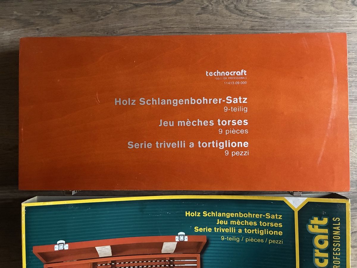 Technocraft Tutti gli attrezzi: Technocraft Holz Schlangenbohrer Set in Holzkiste  – Usato da schönenwerd venduto da quartier9 2