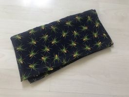 Seidenschal ROBERTO ANGELICO marineblau mit Spinnen bedruckt