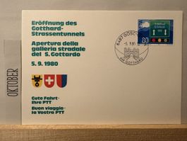 AK von Eröffnung Gotthard Strassentunnel 1980
