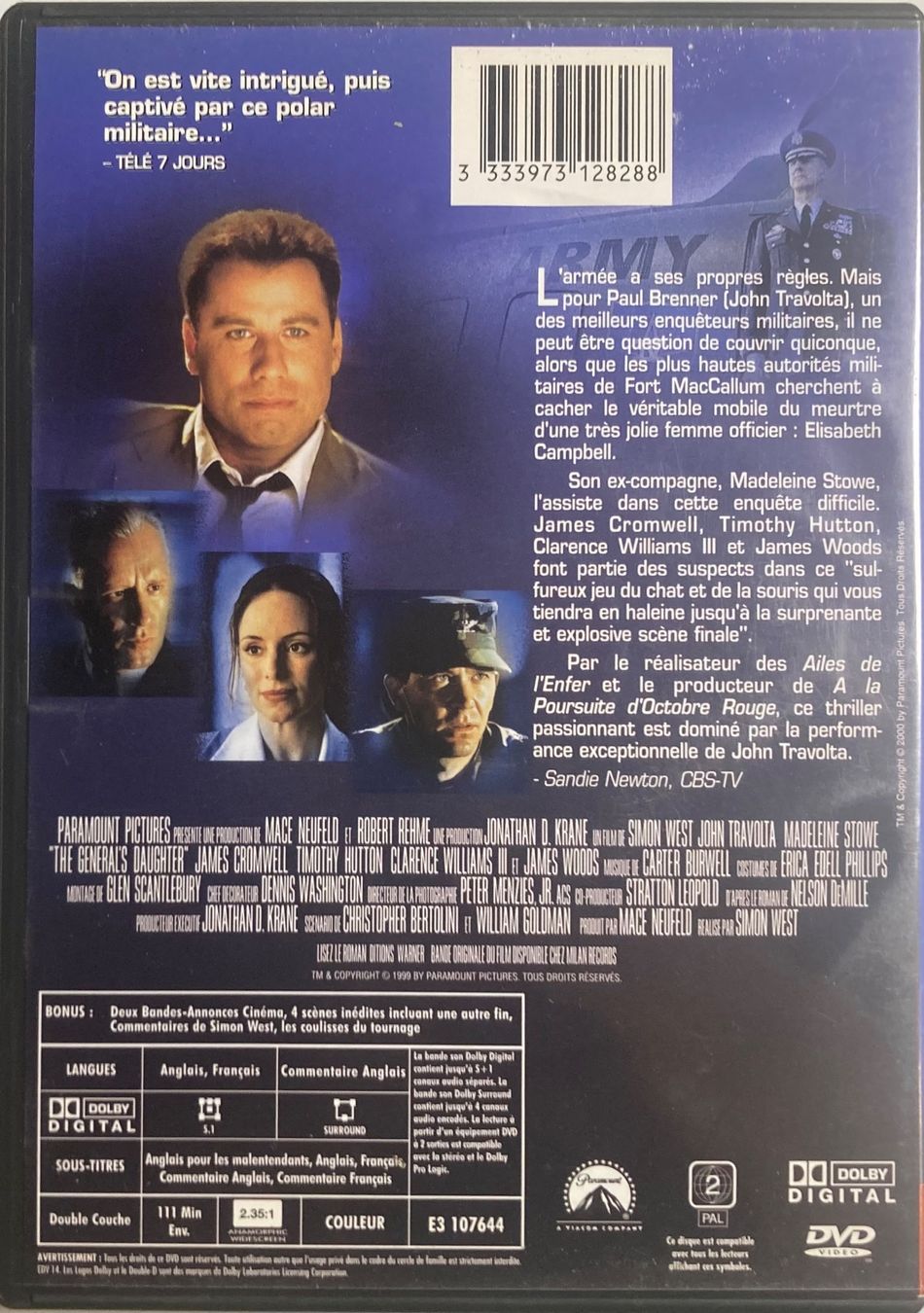 Tutti i DVDs: JOHN TRAVOLTA - LE DESHONNEUR D'ELISABETH CAMPBELL – Usato da Poliez-Pittet venduto da Newtown-Records 1
