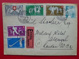 1951 Pro Patria: B51-B55, Satzbrief EXPRESS nach London