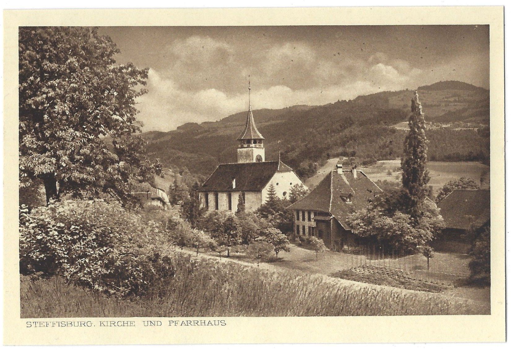 Cartoline postali: STEFFISBURG.  KIRCHE   UND   PHARRHAUS – Usato da Bütschwil venduto da Jackson1A